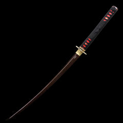 Kawashima Steel Red Damascus Katana Sword Battle Ready Handmade Black R476