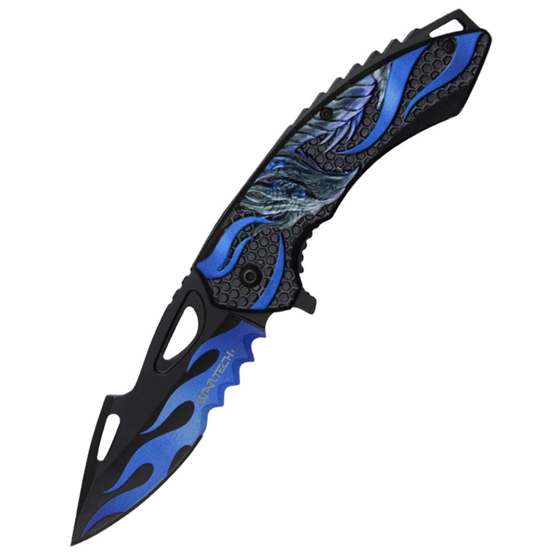7.75" Blue Dragon Spring Assisted Folding Knife