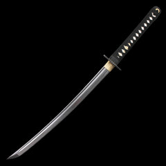 Onikiri Battle Ready 34" Wakizashi 1045 Steel Handmade Katana Sword Black