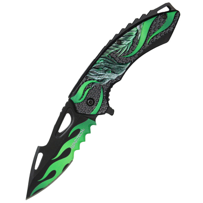 7.75" Green Dragon Spring Assisted Folding Knife
