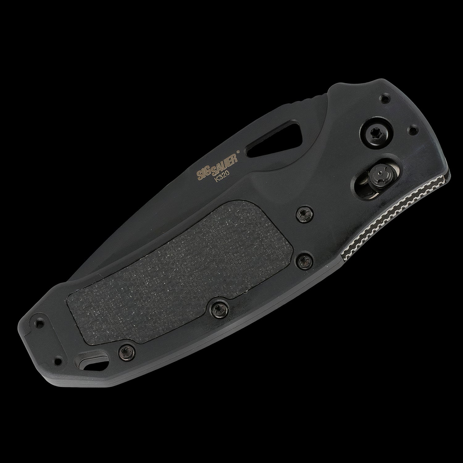 Hogue SIG K320 AXG Pro Black Cerakote S30V Pocket Knife Black Aluminum Handle