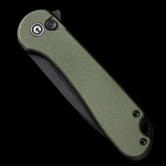 CIVIVI Elementum II Black Stonewashed Button Lock Flipper Knife OD Green G10 Handle