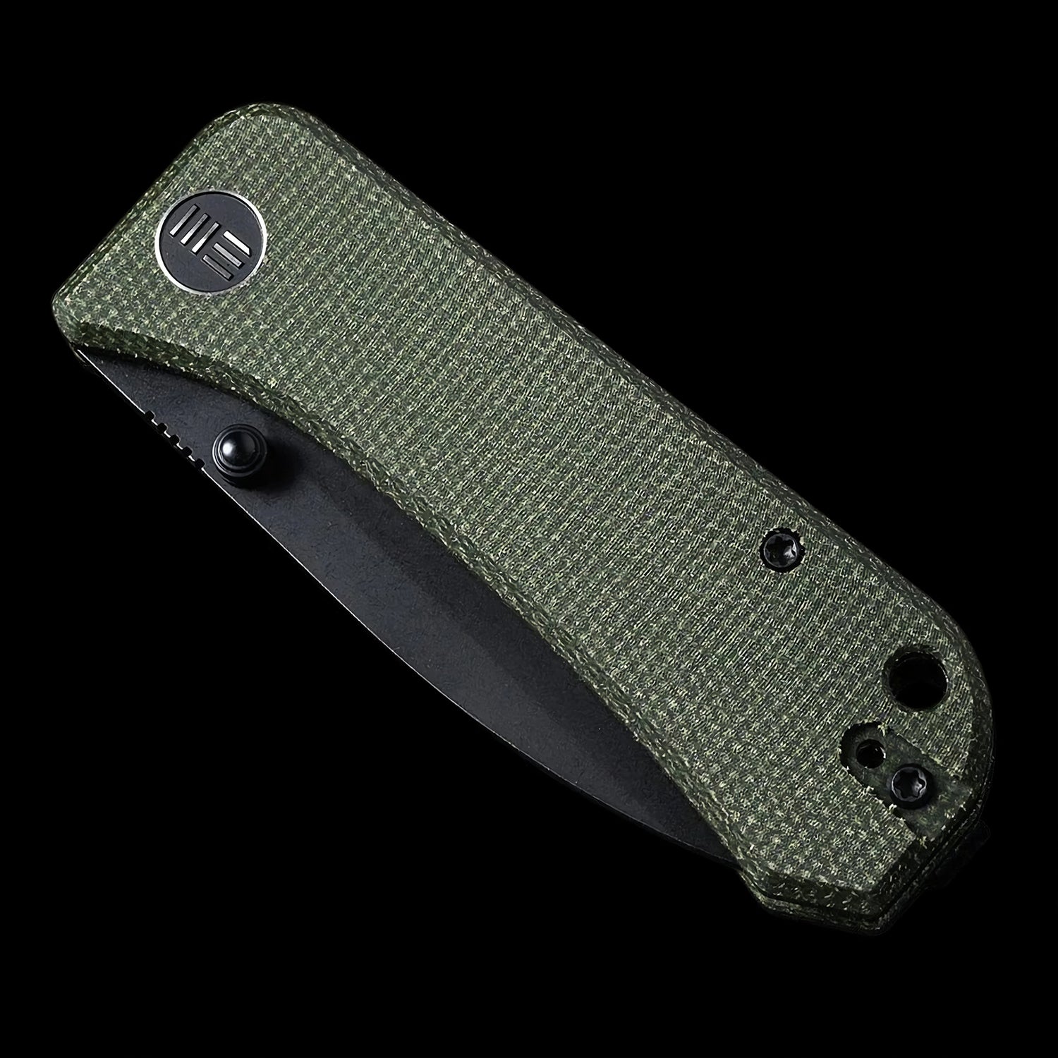 WE Knife Banter S35VN Black Stonewashed Pocket Knife - Green Micarta Handle