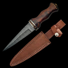 Old Ram 12.5" Damascus Steel (256-Layer) Dirk Fixed Blade Knife Walnut Wood Handle