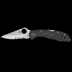 Spyderco Delica 4 Lightweight Combo Edge VG10 Pocket Knife Black FRN Handle