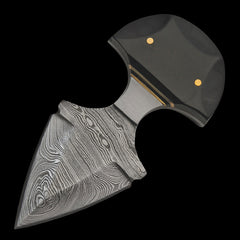 Old Ram Damascus Steel (256 Layer) Push Dagger Black Micarta Handle 4.25"