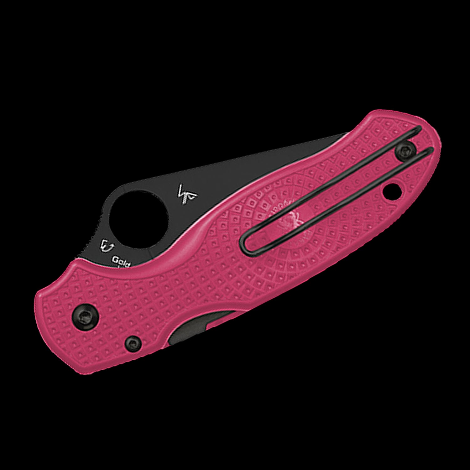 Spyderco Para 3 Lightweight Black Pocket Knife Pink FRN Handle