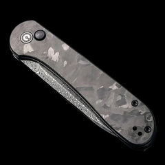 CIVIVI Elementum Damascus Steel Button Lock Pocket Knife Marble Carbon Fiber Handle