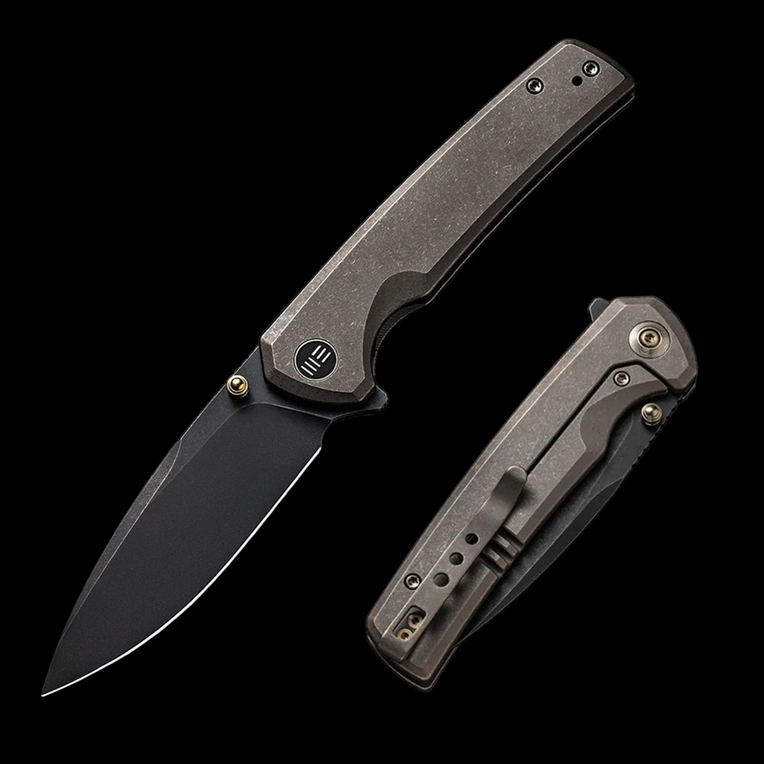 WE Knife Subjugator 20CV Flipper Pocket Knife - Bronze Titanium Handle