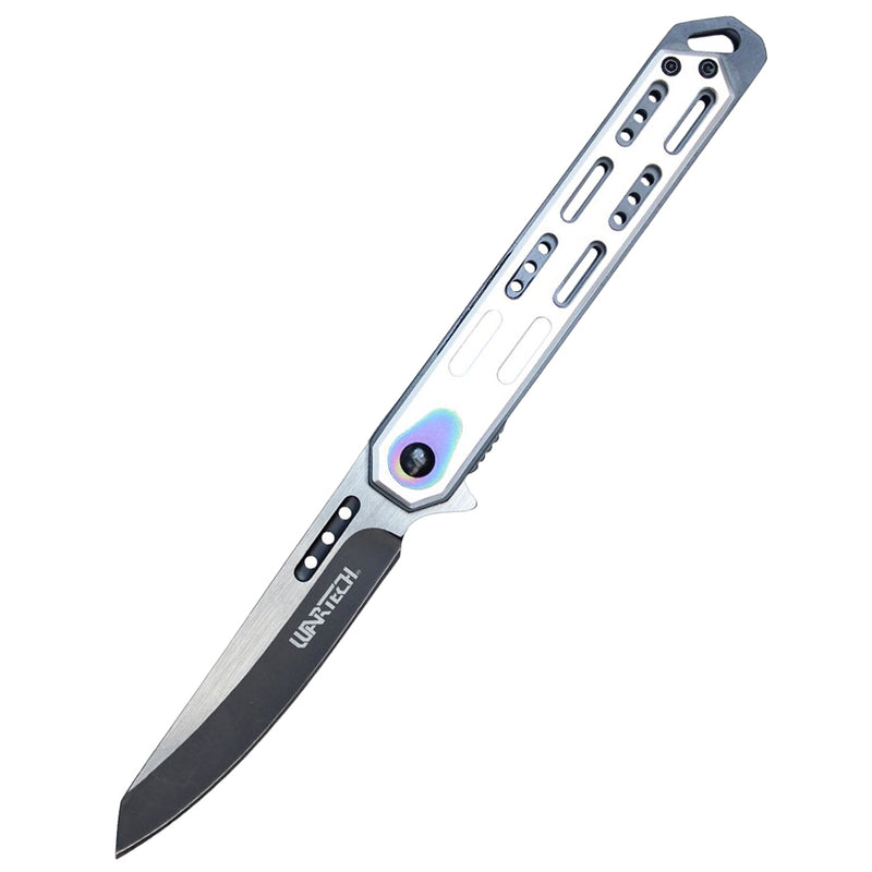 8.5" Modern Tanto Chrome Spring Assisted Folding Knife