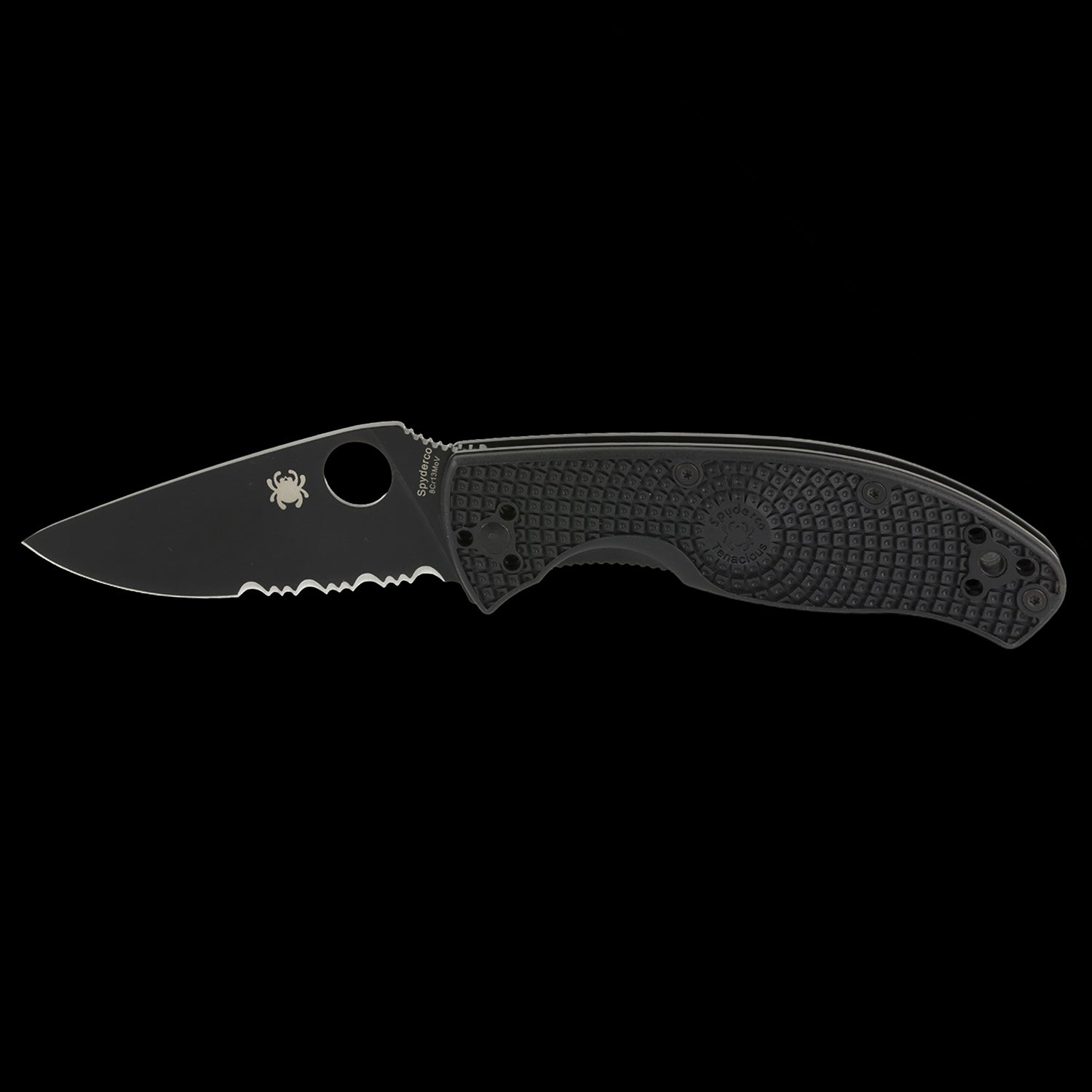 Spyderco Tenacious Lightweight Combo Edge Pocket Knife Black FRN Handle