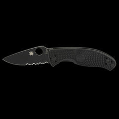 Spyderco Tenacious Lightweight Combo Edge Pocket Knife Black FRN Handle