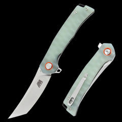 Mack Schmidt Modern Tanto Ball Bearing Pocket Knife Jade G10 Handle