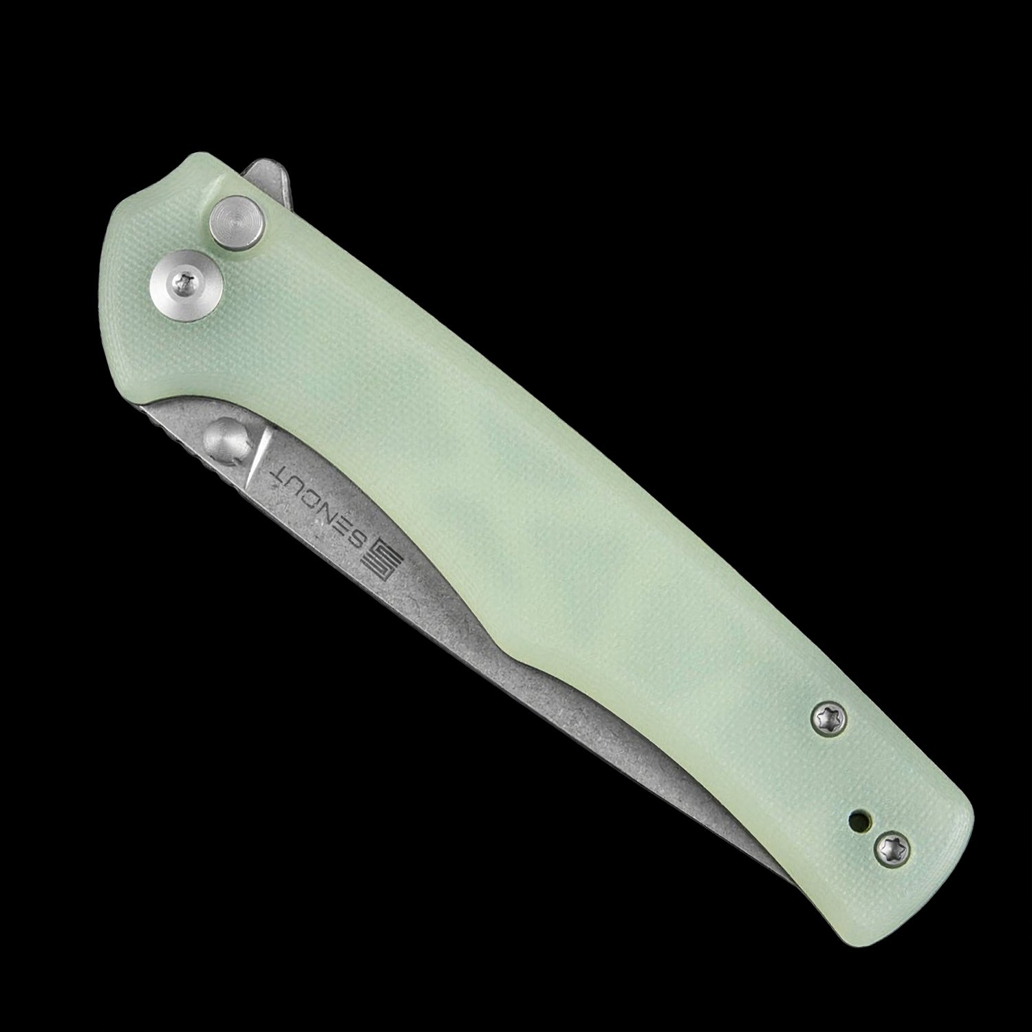 SENCUT Crowley D2 Stonewashed Button Lock Flipper - G10 Handle