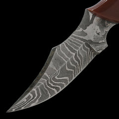 Damascus Steel 6.5" Fixed Blade Knife Resin Handle Burgundy/Red/Wht