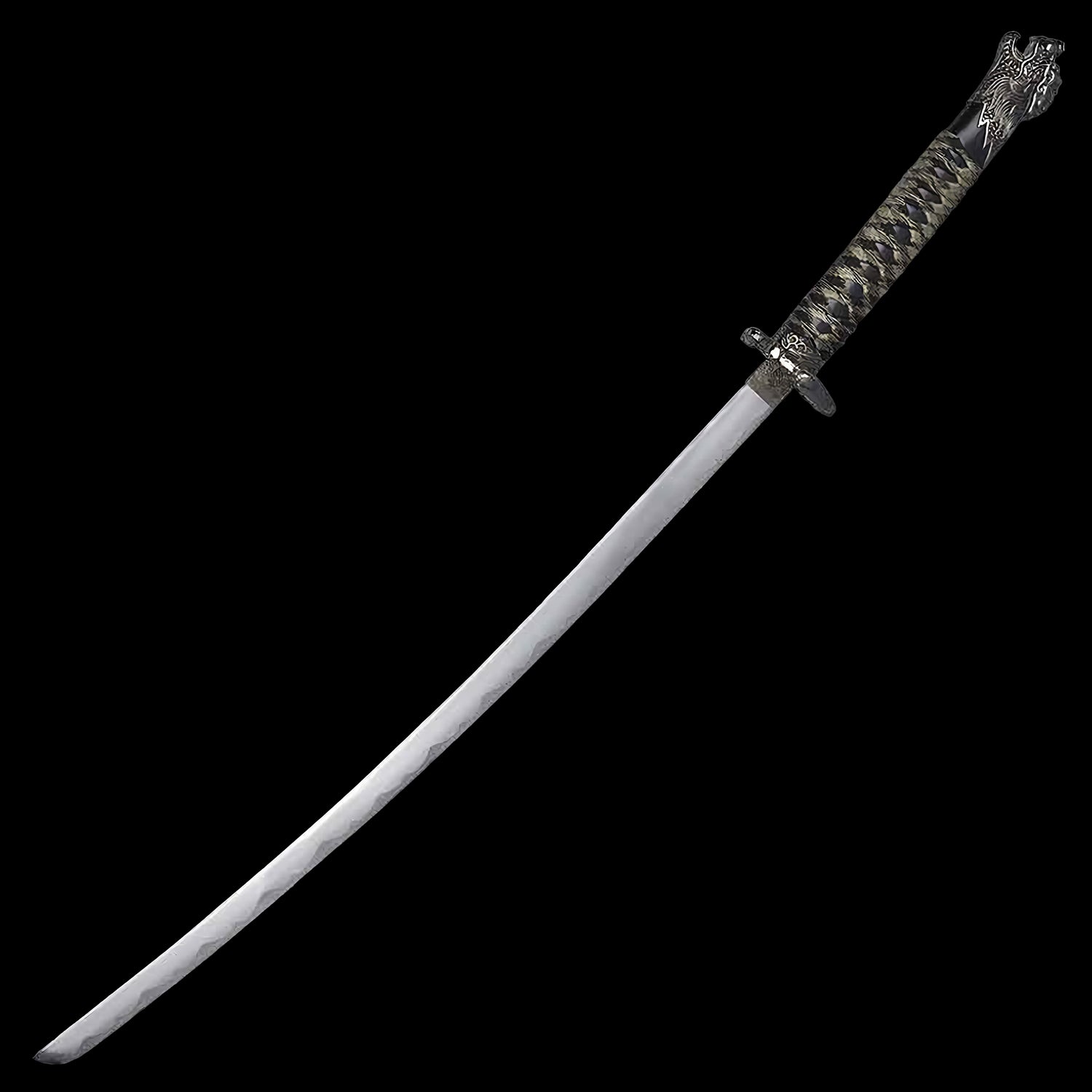 Black Highlander Dragon Collectible Display Katana Sword (dull blade)