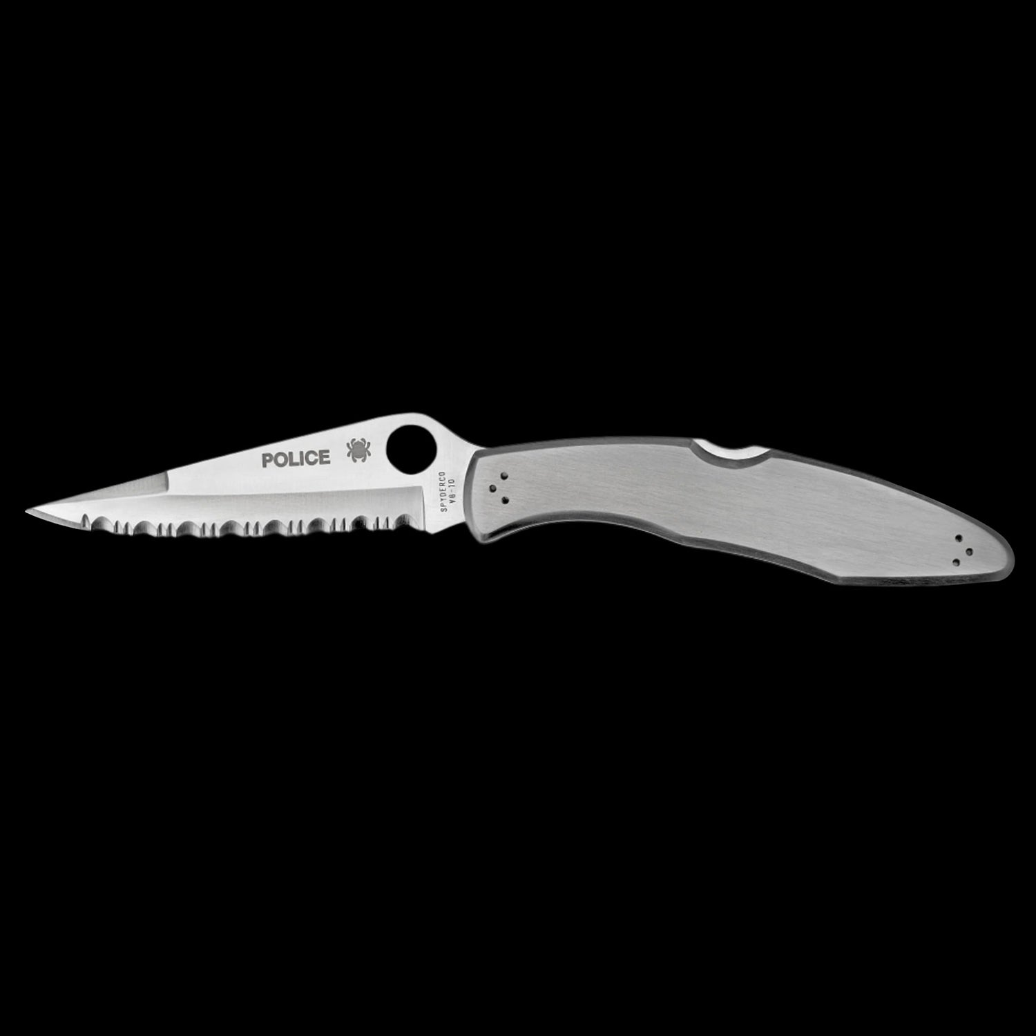 Spyderco Police Model VG10 Pocket Knife Stainless Handle