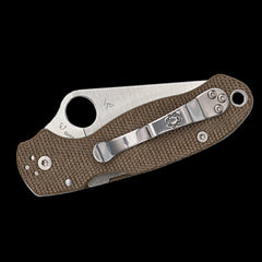 Spyderco Para 3 CRU-WEAR Pocket Knife Brown Canvas Micarta Handle