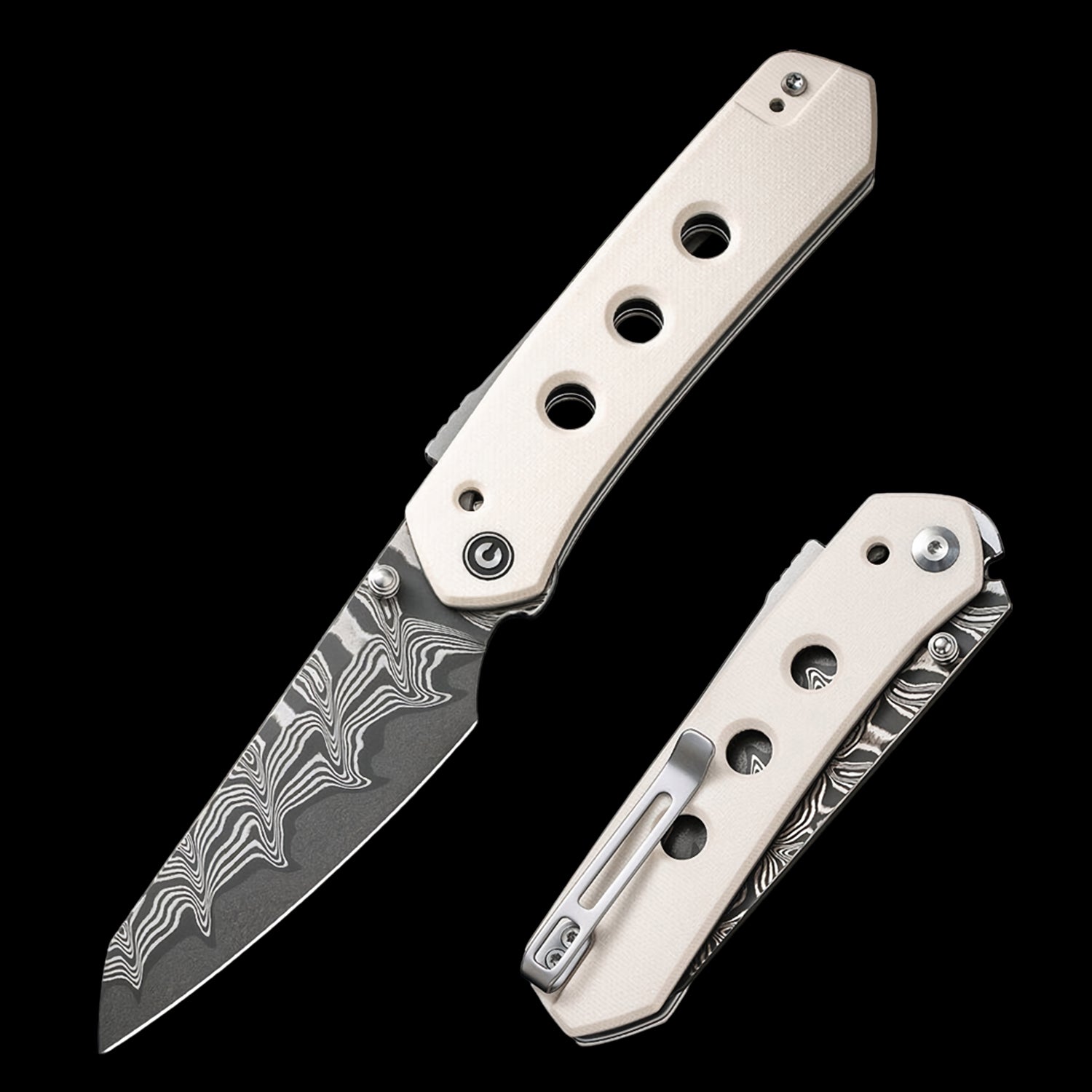 CIVIVI Vision FG Damascus Steel Superlock Knife Ivory G10 Handle