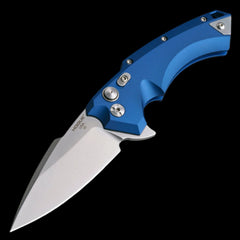 Hogue X5 Flipper CPM 154 Stone Tumbled Pocket Knife Blue Aluminum Handle