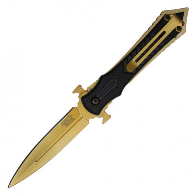8" Spring Assisted Stiletto Pocket Knife - Gold