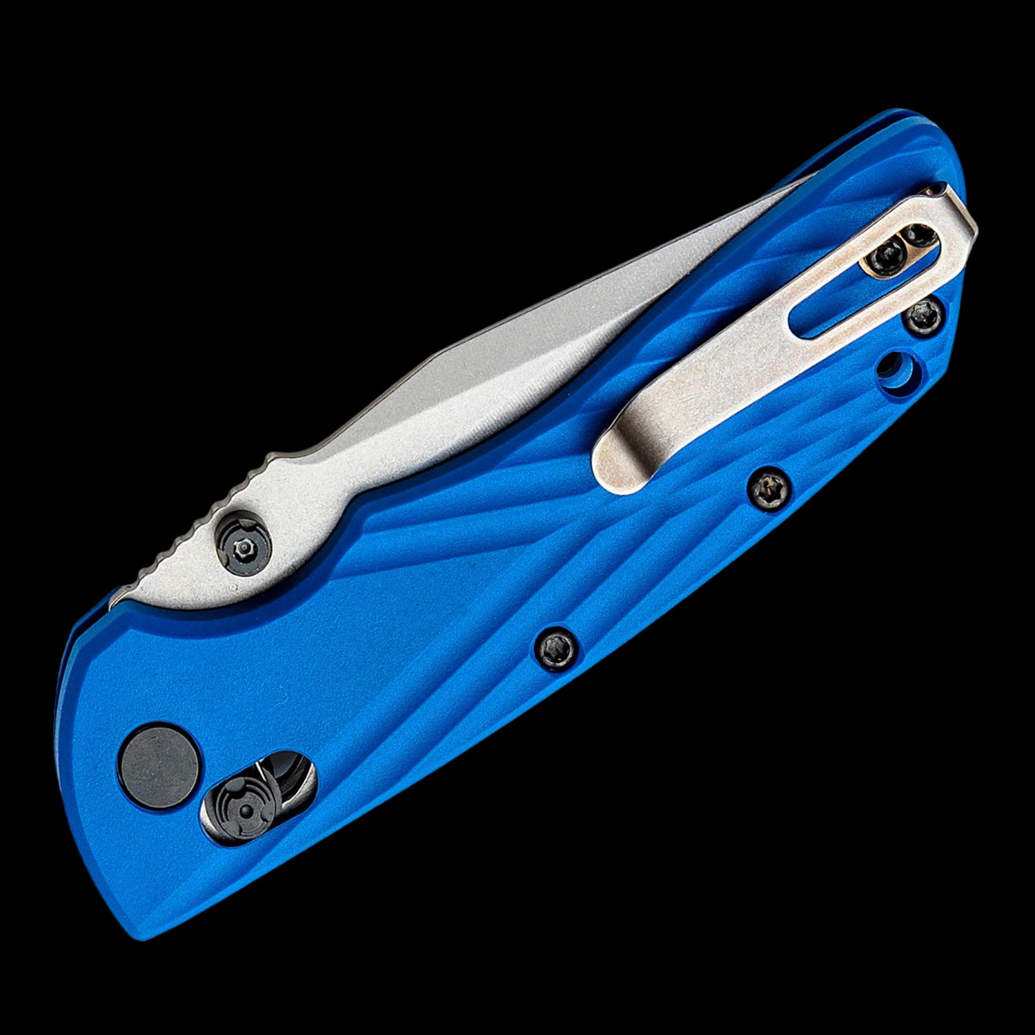 Hogue Deka MagnaCut Steel Stone Tumbled Pocket Folder Blue GFRP Handle