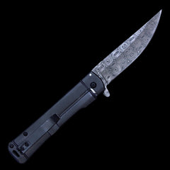 Samurai Spring Assist Pocket Knife - Damascus Etch