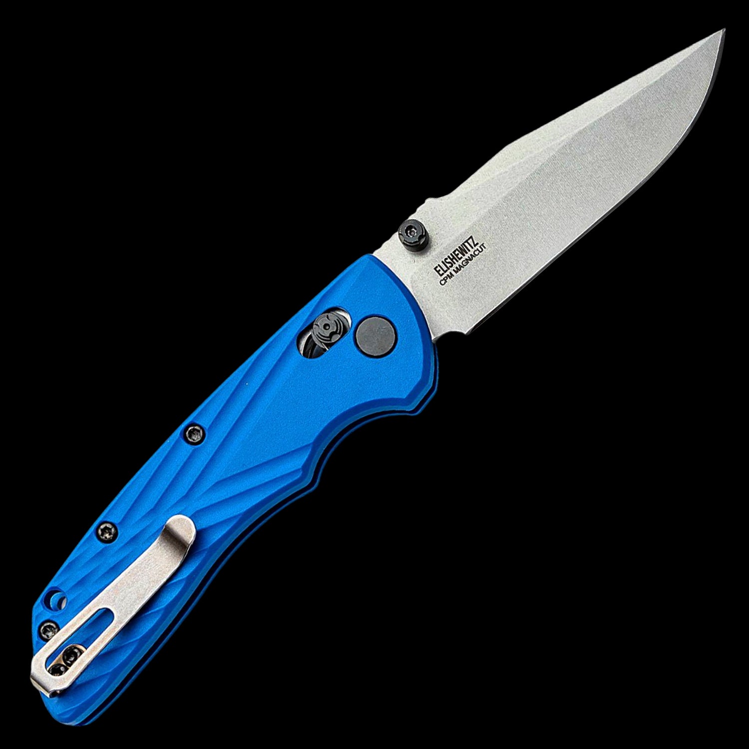 Hogue Deka MagnaCut Steel Stone Tumbled Pocket Folder Blue GFRP Handle