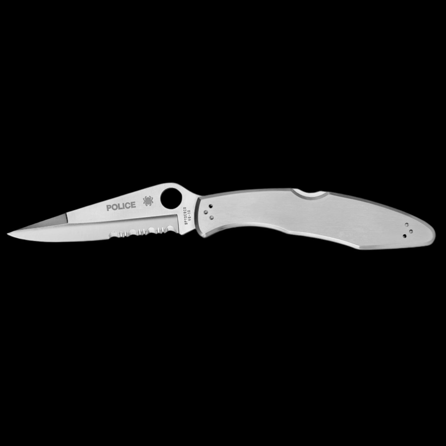 Spyderco Police Model VG10 Pocket Knife Stainless Handle