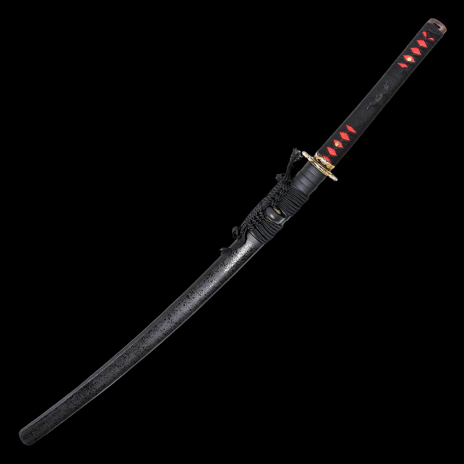 Kawashima Steel Red Damascus Katana Sword Battle Ready Handmade Black R476