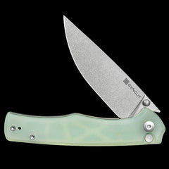 SENCUT Crowley D2 Stonewashed Button Lock Flipper - G10 Handle