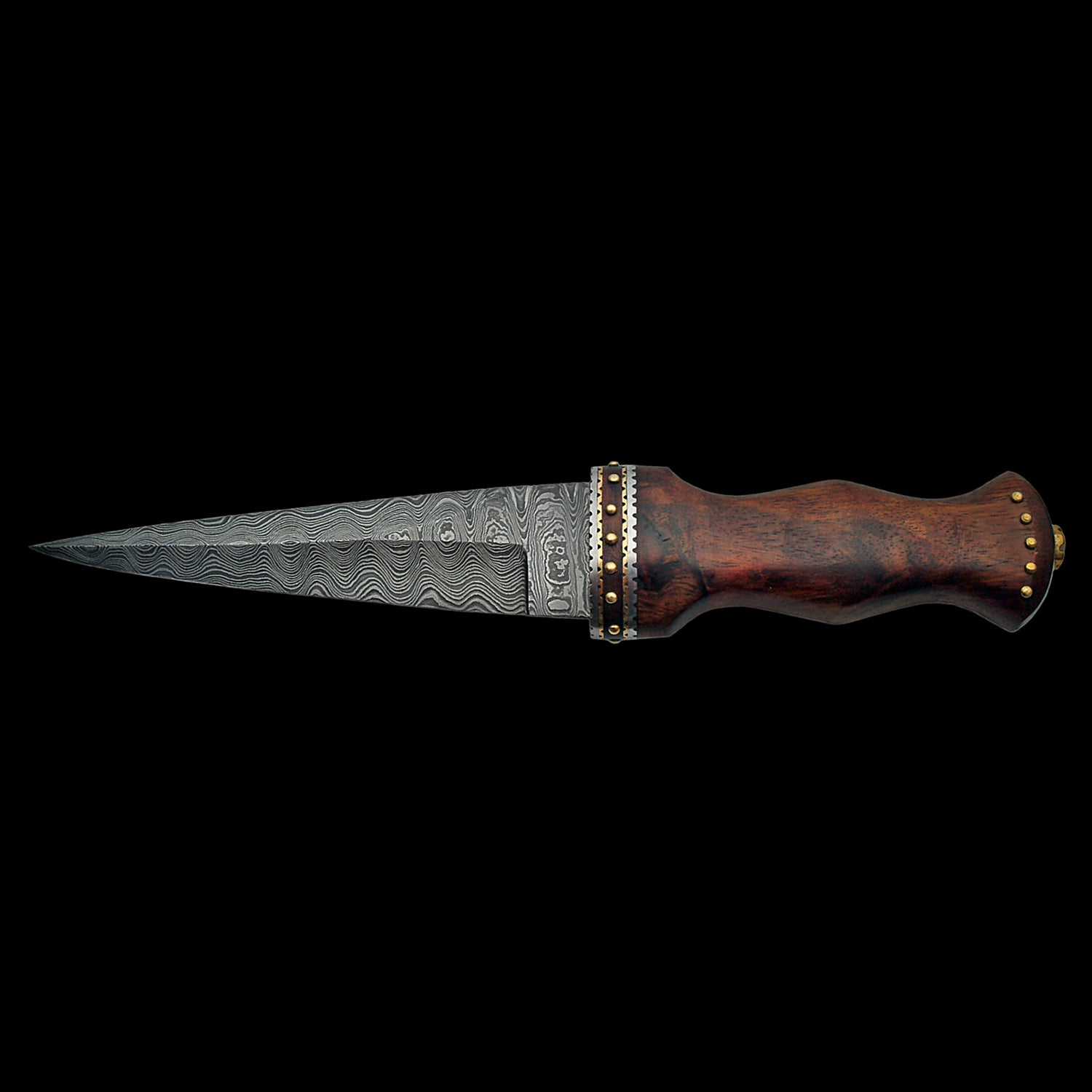 Old Ram 12.5" Damascus Steel (256-Layer) Dirk Fixed Blade Knife Walnut Wood Handle