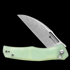 SENCUT Watauga D2 Stonewashed Button Lock Flipper - G10 Handle