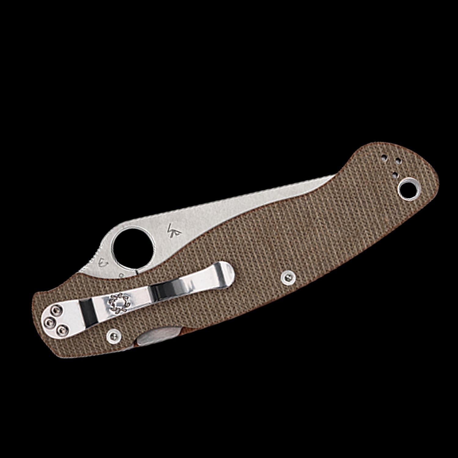 Spyderco Military 2 CRU-WEAR Pocket Knife Brown Canvas Micarta Handle