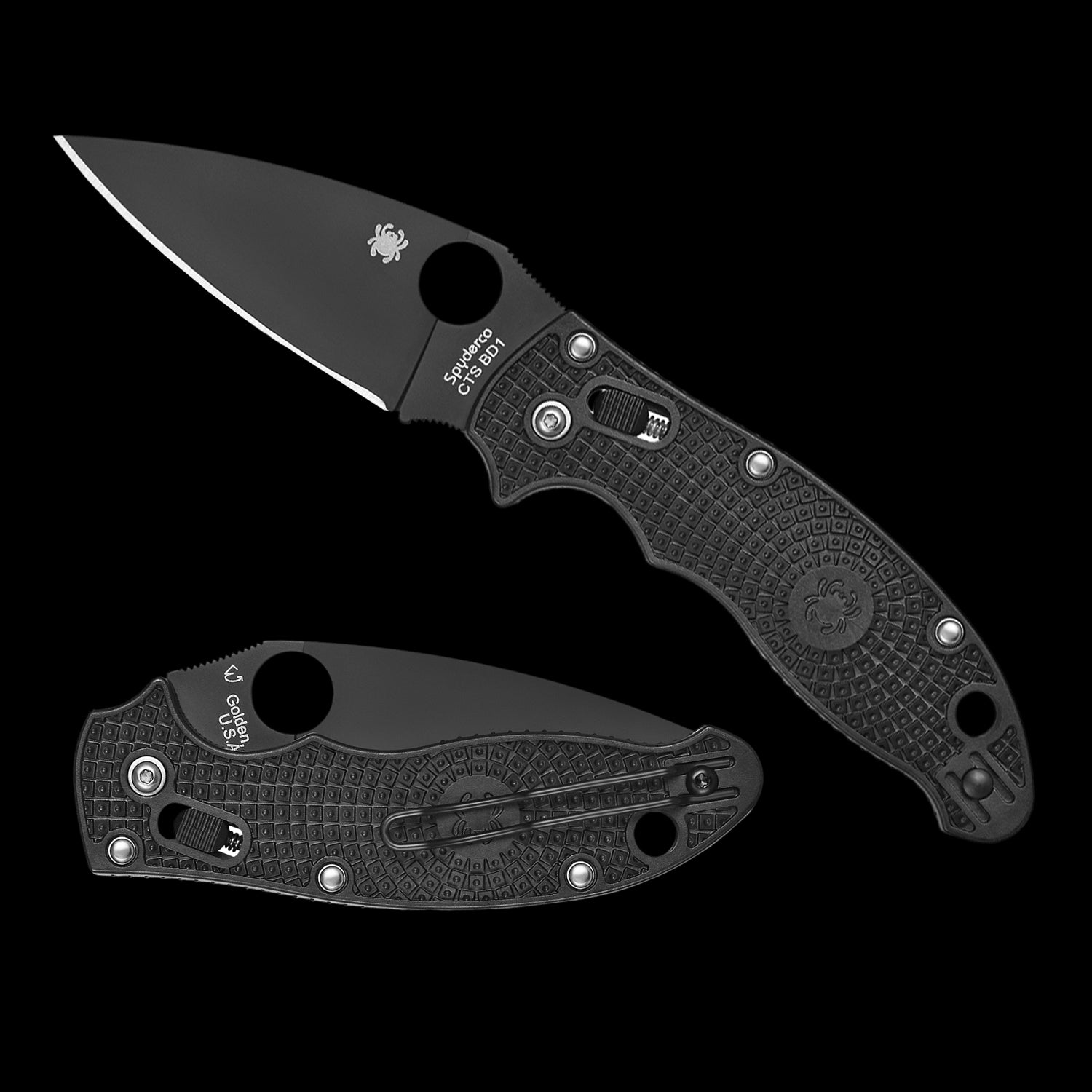 Spyderco Manix 2 Lightweight Ball Bearing Lock Folder Black FRCP Handle