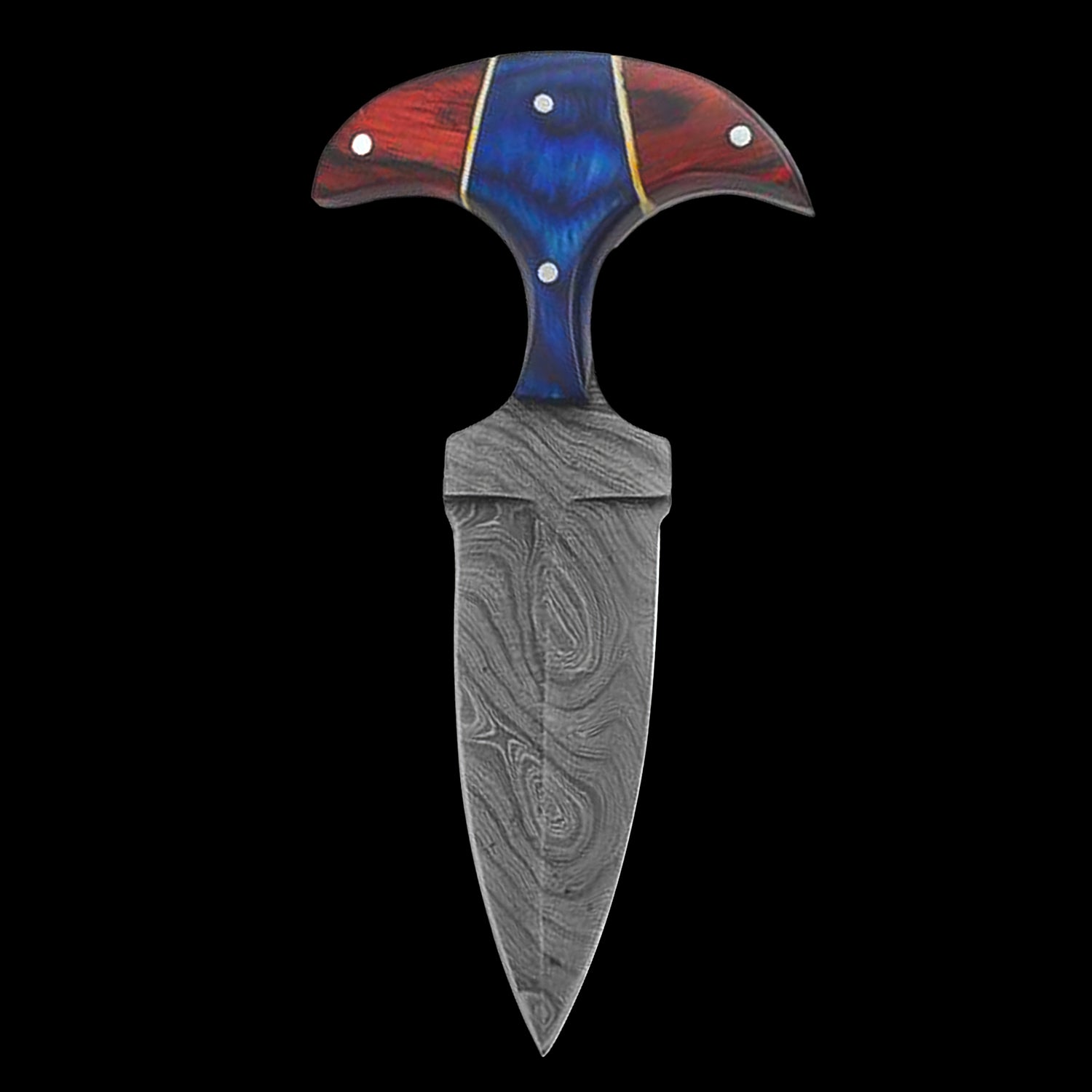 Damascus Steel (256 Layer) Push Dagger Wood Handle