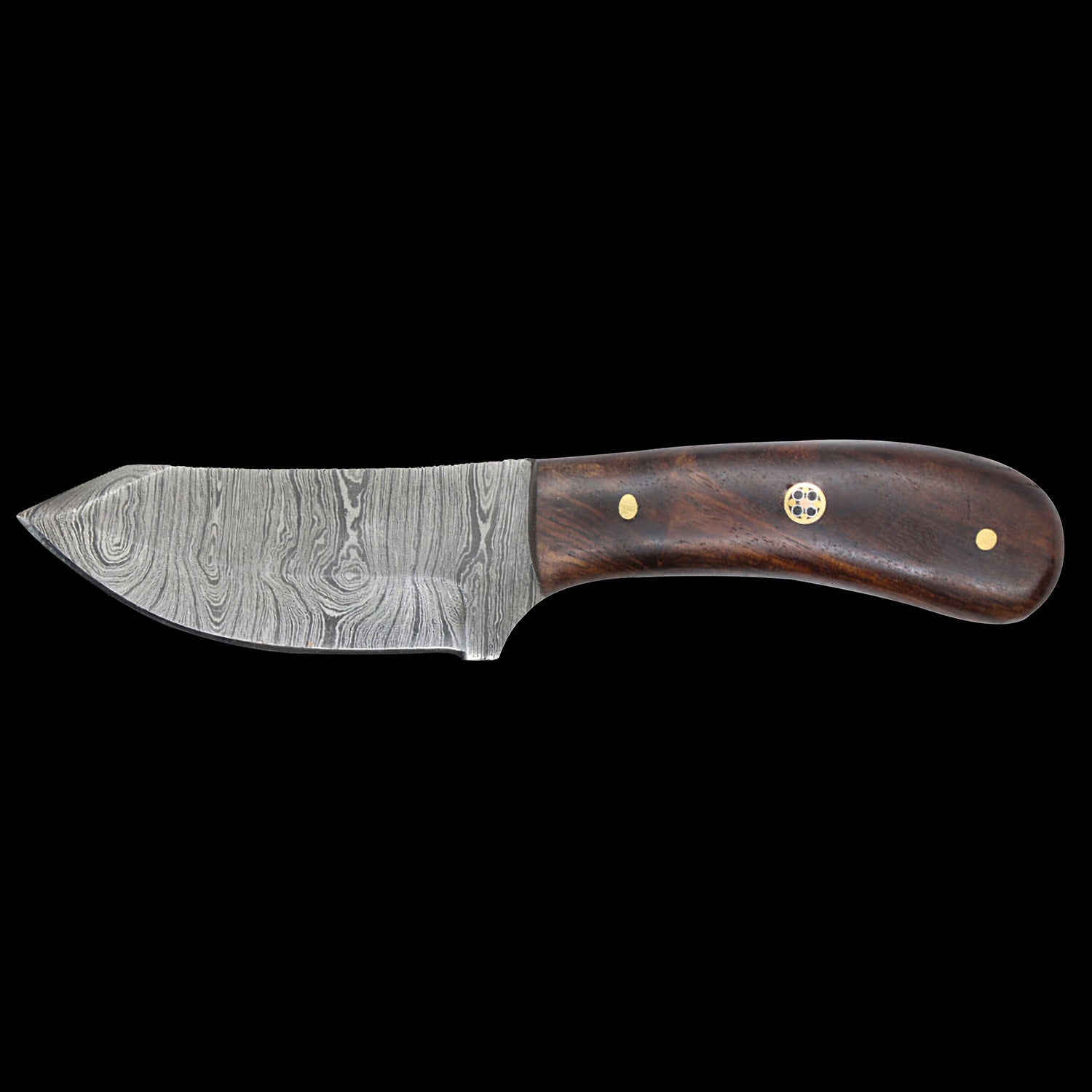 Old Ram Damascus Steel (256-Layer) 6.25" Fixed Blade Hunting Knife Dark Wood Handle