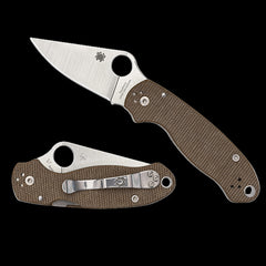 Spyderco Para 3 CRU-WEAR Pocket Knife Brown Canvas Micarta Handle