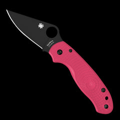 Spyderco Para 3 Lightweight Black Pocket Knife Pink FRN Handle