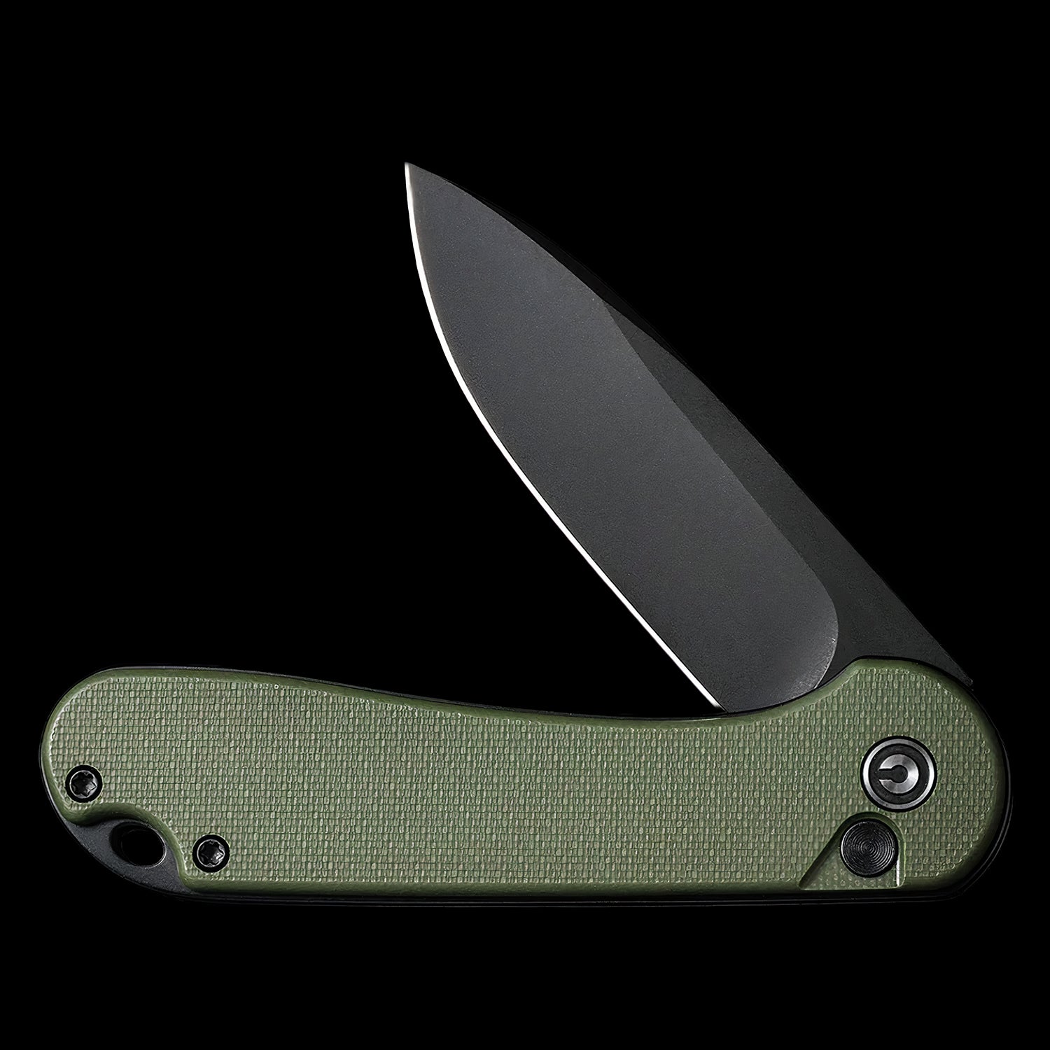 CIVIVI Elementum II Black Stonewashed Button Lock Flipper Knife OD Green G10 Handle