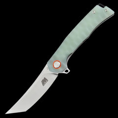 Mack Schmidt Modern Tanto Ball Bearing Pocket Knife Jade G10 Handle