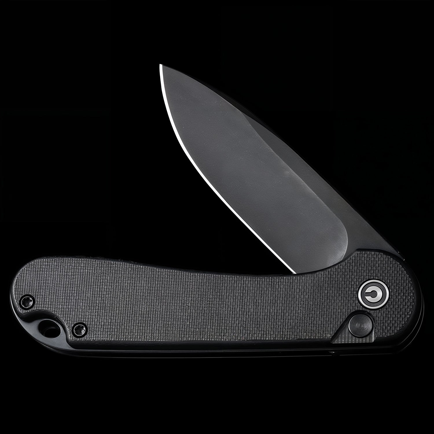 CIVIVI Elementum II Black Stonewashed Button Lock Flipper Knife Black G10 Handle