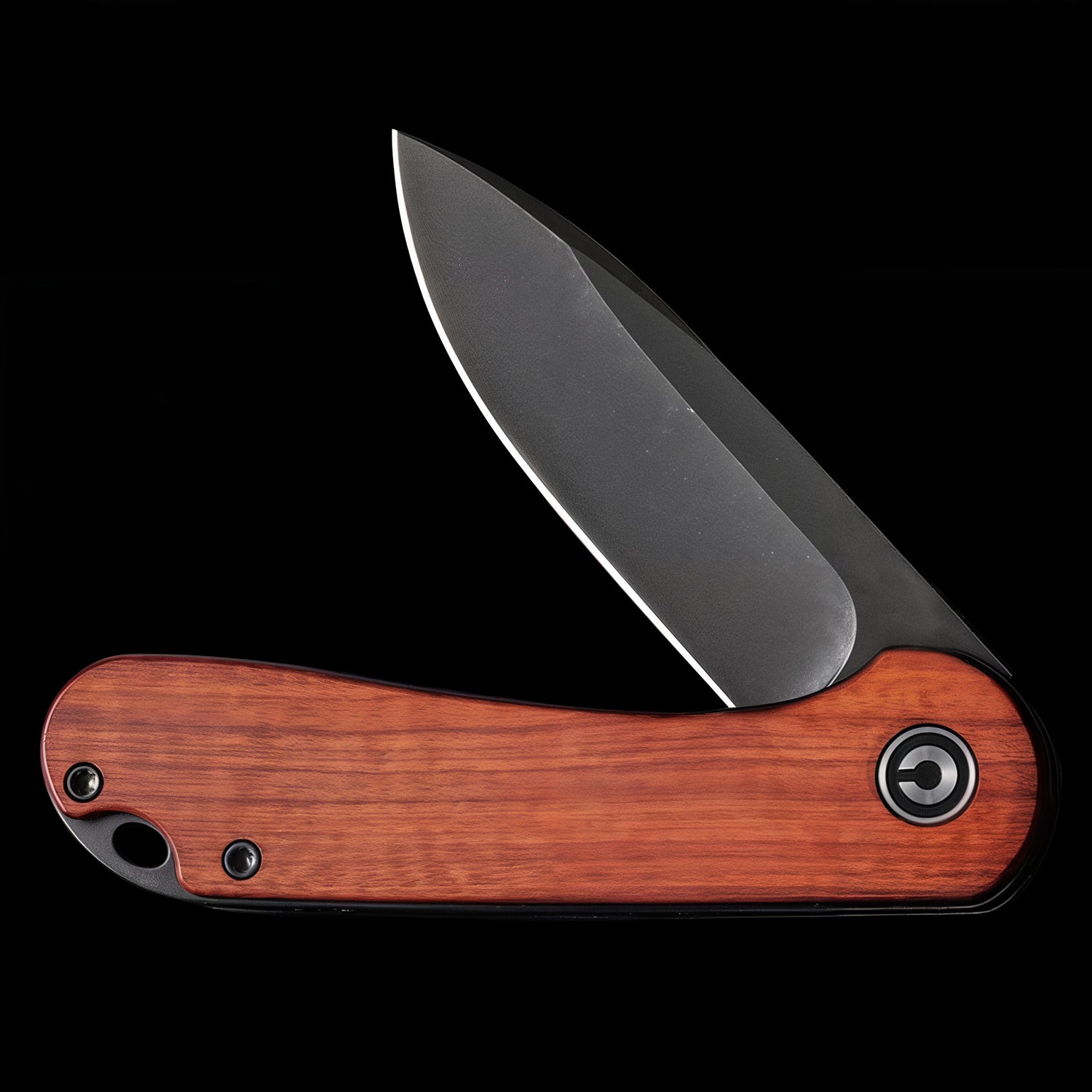 CIVIVI Elementum Black Stonewashed Flipper Cuibourtia Wood Handle