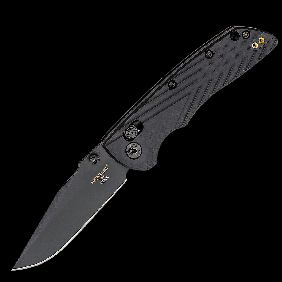 Hogue Deka MagnaCut Steel Black Cerakote Pocket Folder Black GFRP Handle