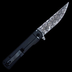 Dragon Spring Assisted Pocket Knife - Damascus Etch