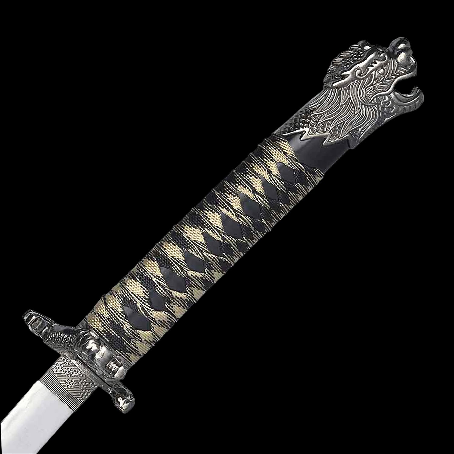 Black Highlander Dragon Collectible Display Katana Sword (dull blade)