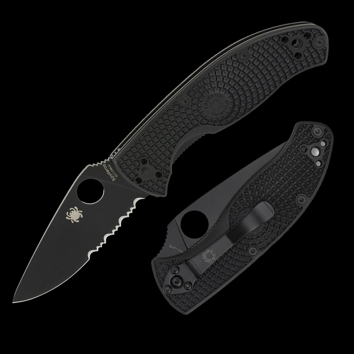 Spyderco Tenacious Lightweight Combo Edge Pocket Knife Black FRN Handle