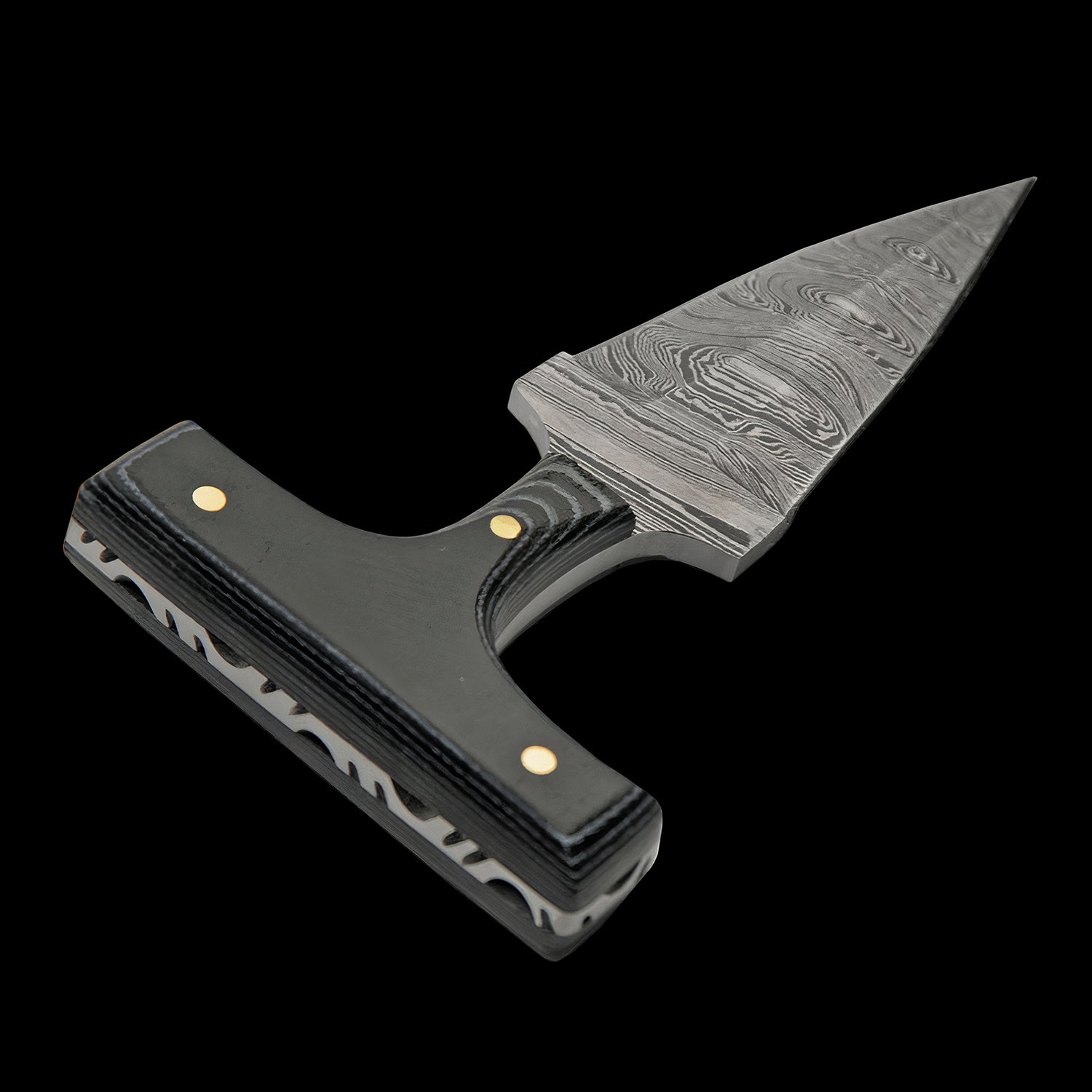 Damascus Steel (256 Layer) Push Dagger Black Micarta Handle