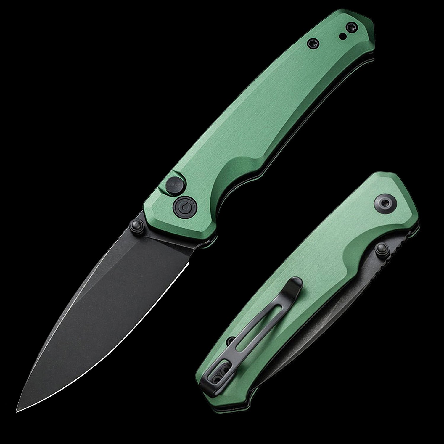 CIVIVI Altus Nitro-V Steel Button Lock Pocket Knife Green Aluminum