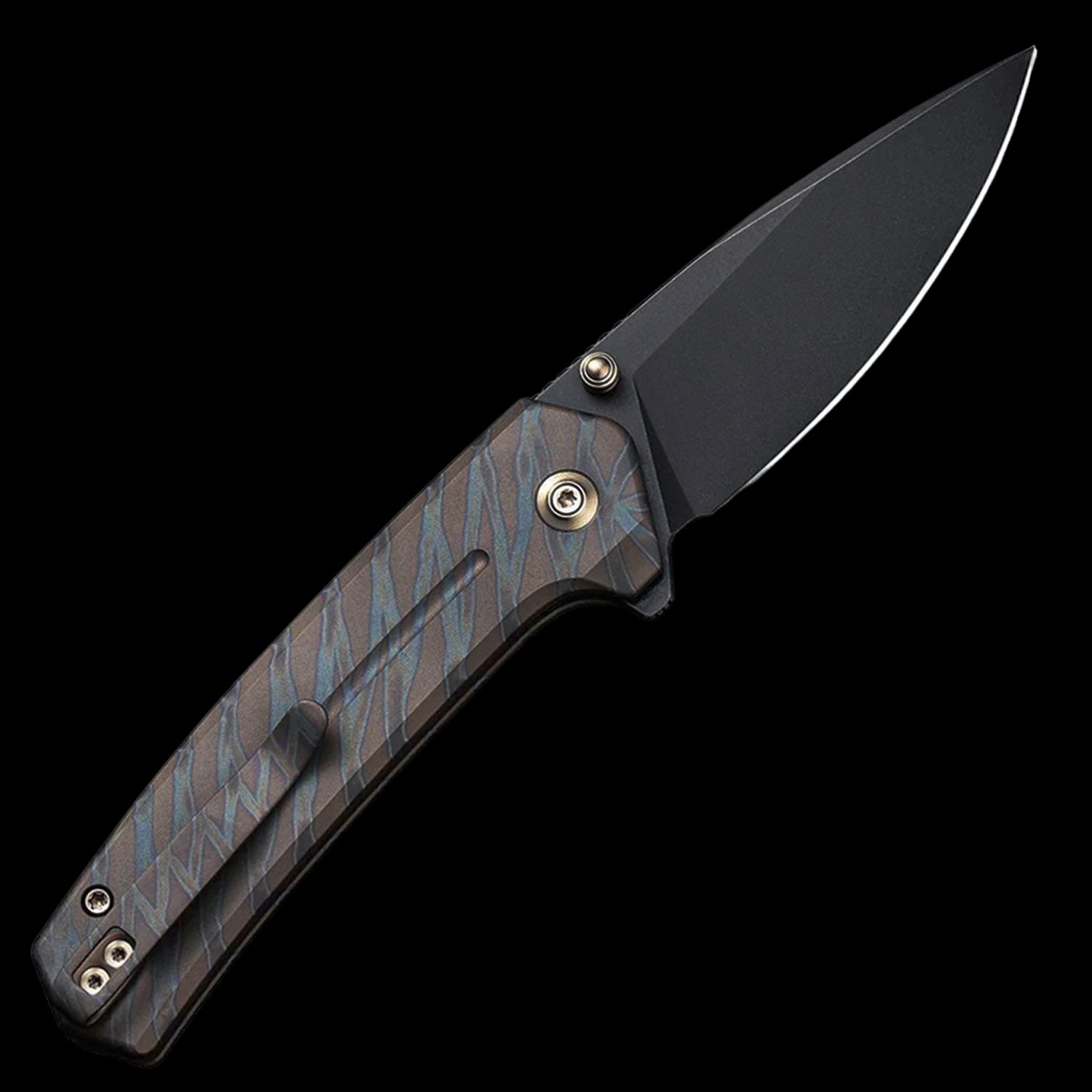 WE Knife Culex 20CV Flipper Pocket Knife - Titanium Tiger Stripe Flamed Handle